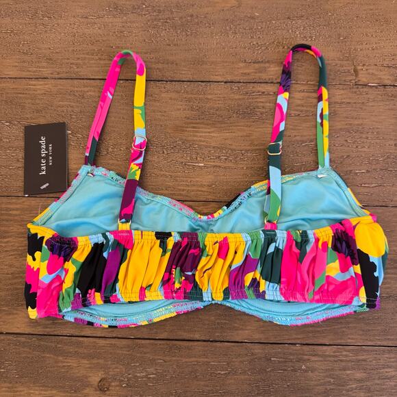 Kate Spade New York NWT Women's Size Small Shirred Smocked Tropical Bikini Top - Picture 6 of 11